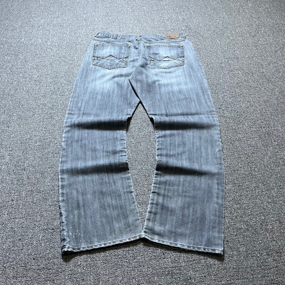 Wrangler Relaxed Straight Jeans 34x32 Grey Faded Distressed Denim Y2K Skater